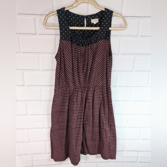 Maison Jules Red/Navy Striped Casual Dress - Picture 1 of 5